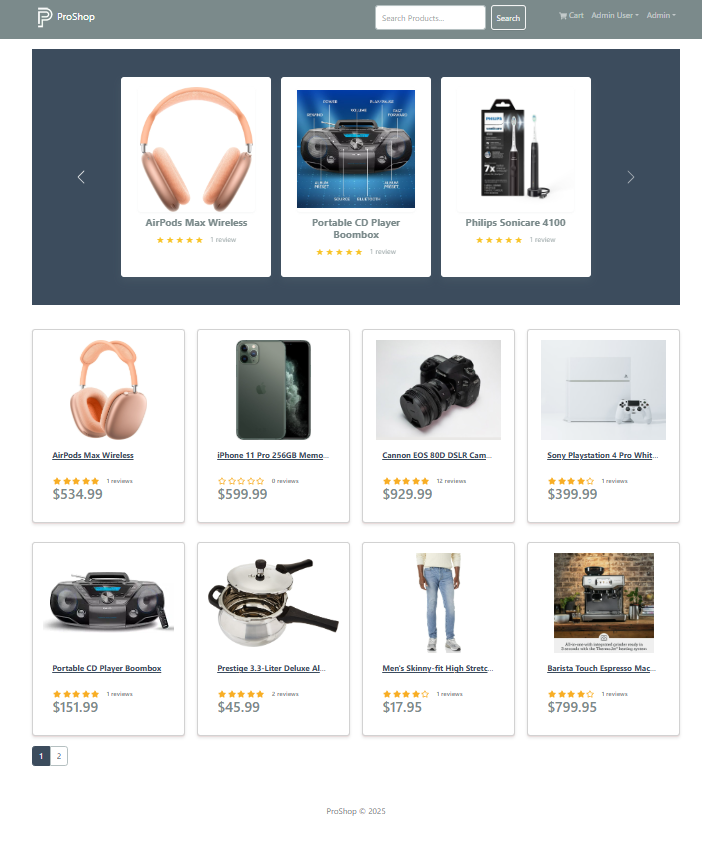 E-COMMERCE PROJECT 'Proshop' (v1)